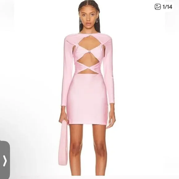 Coperni Cut Out Jersey Dress in Pink - Picture 1 of 5